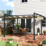 Aluminium Pergola, 3 x 4m with Retractable Roof - Grey/Khaki