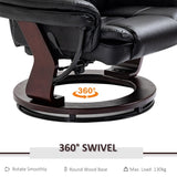 Recliner Chair with Footstool, 130kg Capacity, 135?? Reclining Swivel, PU Leather, Black