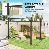 Aluminium Pergola, 3 x 3m with Retractable Roof - Grey/Khaki