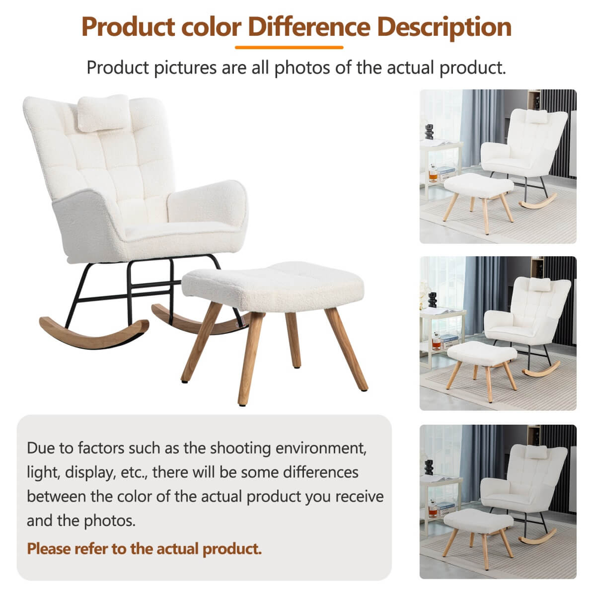 Rocking Recliner Chair - Padded Lounge Chair with Cushion for Living Room and Bedroom