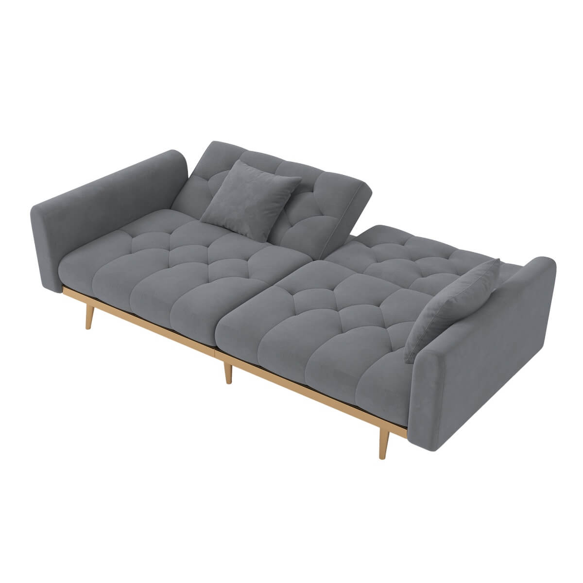 Modern Velvet 2-Seater Sofa with Adjustable Backrest - Padded Cushions & Gold Metal Legs for Small Living Rooms