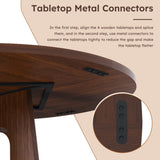 Round Dining Table for 4 - 47 Inch Farmhouse Kitchen Table with Wood Grain Finish, Circular Dining Table for Dining Room & Kitchen, Walnut