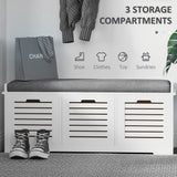 Shoe Storage Bench with 3 Drawers & Removable Seat Cushion, Grey