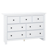 White Sideboard with 7 Drawers - Storage Cabinet for Living Room & Kitchen
