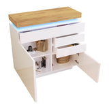 High Gloss Sideboard Cabinet with 2 Doors & 3 Drawers - RGB LED Storage Chest of Drawers for Living Room & Bedroom, White