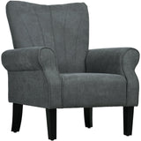 Upholstered Accent Chair, Rolled Arms Wood Legs, Grey