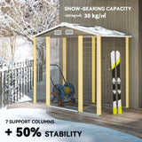 Garden Shed 7x4ft, Easy Assemble, Galvanised Steel Frame, Double Doors, Dark Grey