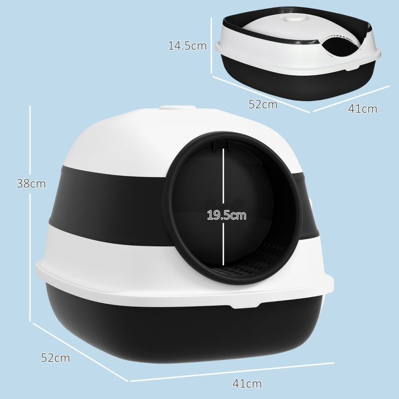 Foldable Cat Litter Tray - Lid, Deodorant, Scoop, Black