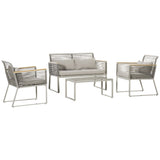 Rattan Garden Furniture Set, 4 Pieces - Grey