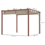 Retractable Roof Pergola 3x3m Natural Wood Finish