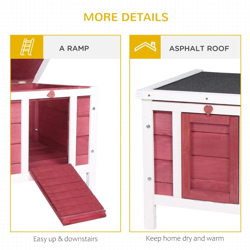 Rabbit Hutch Wooden, 51 x 42 x 43 cm, Red