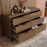 Sideboard Cabinet with 6 Drawers - Dark Oak Storage Unit