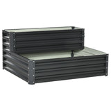 2 Tier Raised Garden Bed, Galvanised Planter Box for Vegetables Flowers Herbs, Dark Grey