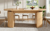 Extendable dining table with hidden storage compartment, thickened tabletop for high stability, flexibly adaptable for small spaces, kitchen, study and living room, natural brown