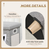 Cat House Cave Bed, Cube with Scratching Pad & Washable Cushion, Grey