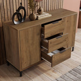 Sideboard Cabinet with 2 Doors and 3 Drawers - Storage Unit with Adjustable Shelf