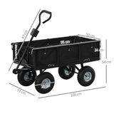 114L Garden Cart Trolley – Steel Frame, Black, Outdoor Utility Wagon