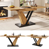 Extendable Dining Table – 120–160 cm Wood Grain Table for Kitchen & Living Roo