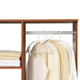 Open Wardrobe on Wheels, Clothes Hanging Rail & 3 Storage Shelves, Walnut