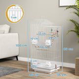 Bird Cage with Accessories, Toys, Tray, White