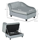 Pet Sofa Chair, with Storage & Cushion, Light Grey