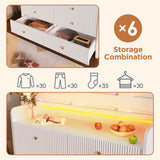 6-Drawer Fluted Sideboard with LED Lighting – Modern Storage Cabinet for Living Room, Bedroom or Dining Room