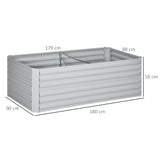 Raised Beds, Outdoor Planters 180 x 90 x 59 cm, Light Grey Galvanised Steel