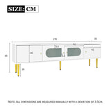 Modern TV Stand with Storage - 4 Door TV Cabinet with Glass Doors, Fits up to 70 Inch TV