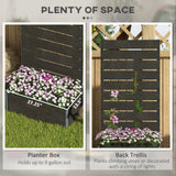 Garden Planter Box 34 x 69.5cm with Back Trellis, Black