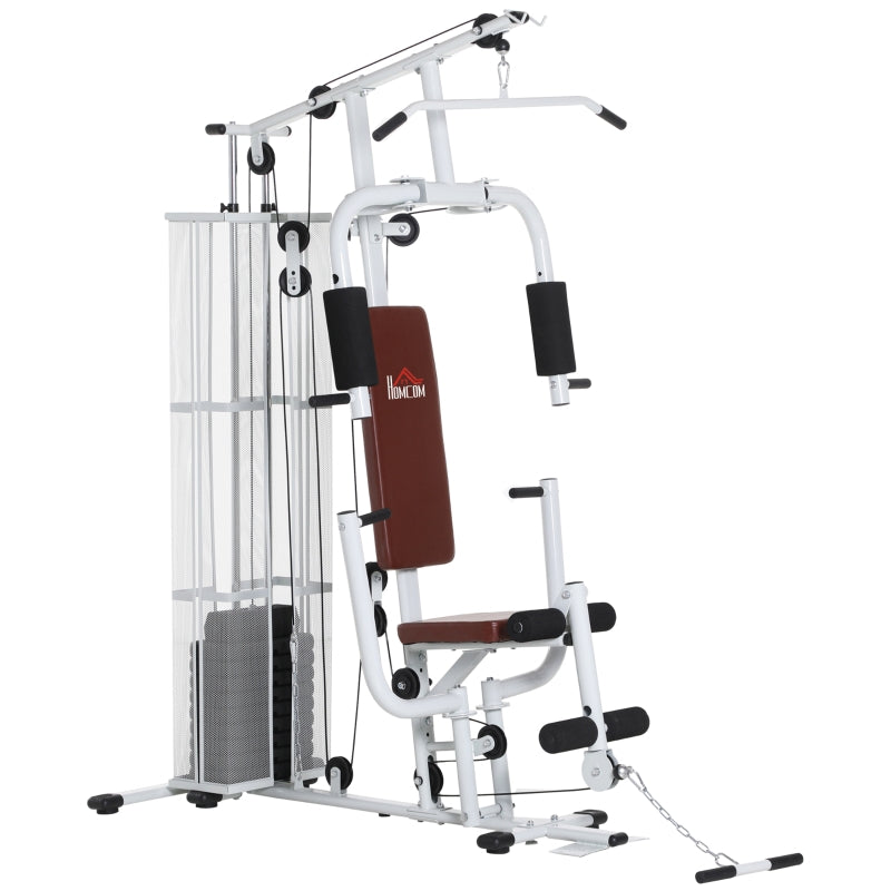 Multifunction Home Gym Weight Training Workout Station, White