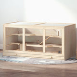 Hamster Cage with Tray, Openable Top, Exercise Play House, Natural Wood