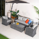 5 Seater Outdoor Garden Lounge Set - Rattan Sofa with Coffee Table Featuring Built-In Storage, Cushions Included