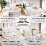 246cm Modular Cloud Sofa with Movable Ottoman - 4 Seater Deep Seat L-Shaped Sofa for Living Room, Bedroom or Apartment