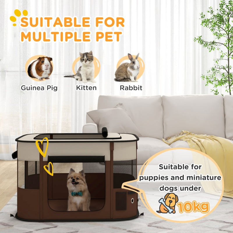 Foldable Dog Pen, Portable Indoor/Outdoor Pet Playpen, Brown