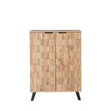 Modern Shoe Cabinet - 5 Compartment Storage with Adjustable Shelves, Wood Grain Finish