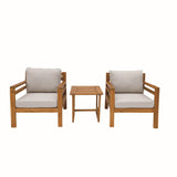 2-Seater Acacia Wood Outdoor Bistro Set – Solid Wood Garden Sofa with Side Table