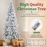 Snow-Flocked Green Artificial Christmas Tree - Realistic Full PVC Xmas Tree with Faux Snow Effect for Indoor Christmas Decoration, 5ft/6ft/7ft