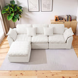 246cm Modular Cloud Sofa with Movable Ottoman - 4 Seater Deep Seat L-Shaped Sofa for Living Room, Bedroom or Apartment