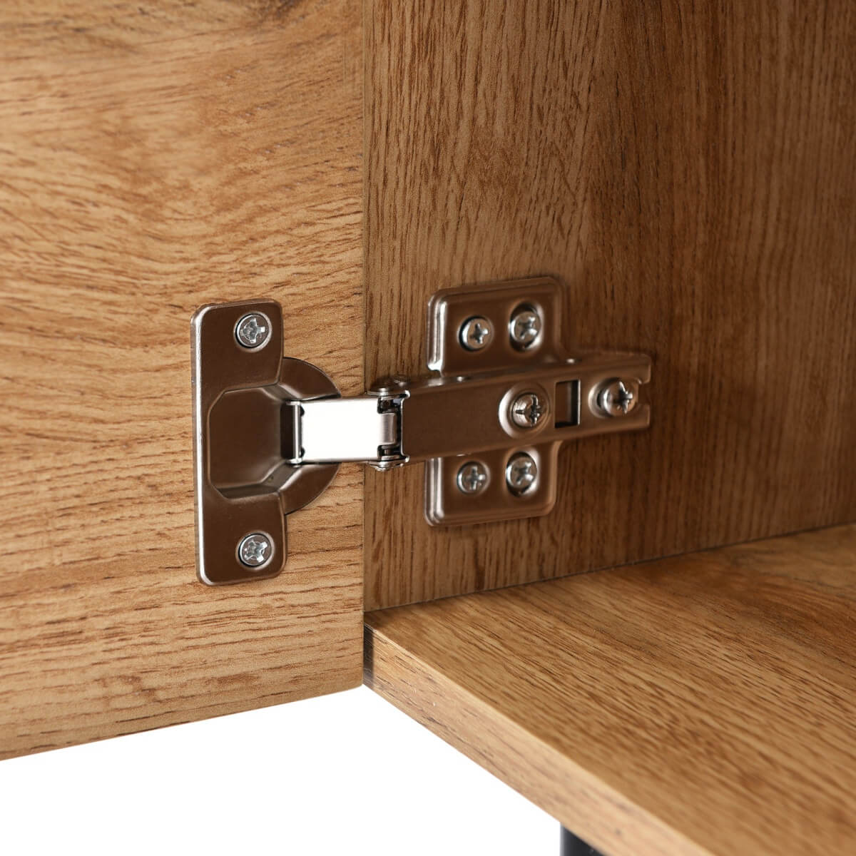 Modern TV Cabinet with LED Lights - Large Storage Media Console, Wood Grain Finish