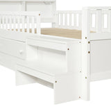 3ft Single Wooden Storage Bed with LED House Headboard, Drawer, USB & Type-C Charging, White