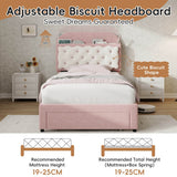 3ft Single Velvet Bed Frame - Cookie Shaped Headboard with Storage Drawer