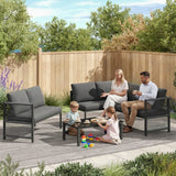 5-6 Seater Garden Corner Sofa Set - Outdoor Patio Furniture with Tempered Glass Coffee Table