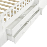 3ft Single Wooden Storage Bed with LED House Headboard, Drawer, USB & Type-C Charging, White