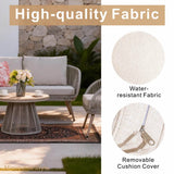 4-Seater Outdoor Sofa Set with Round Coffee Table - Metal Garden Patio Furniture Set