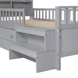 3ft Single Wooden Storage Bed with LED Headboard, Drawers & USB Charging, Grey