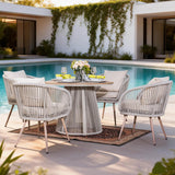 4-Seater Outdoor Dining Set - Round Metal Table with Chairs, Garden Patio Furniture