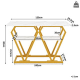 Wooden Console Table with Marble-Look Top – Slim Dining or Kitchen Table