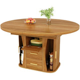 Extendable Round Dining Table 118–158cm - Kitchen Table Converts to Oval, Seats 6, 3-Tier Storage, Walnut
