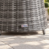 Round Grey Rattan Outdoor Coffee Table - Aluminium Frame Garden Patio Side Table