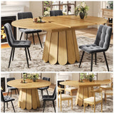 Extendable Dining Table – Round to Oval, Seats 6, 118–158cm, Natural Wood
